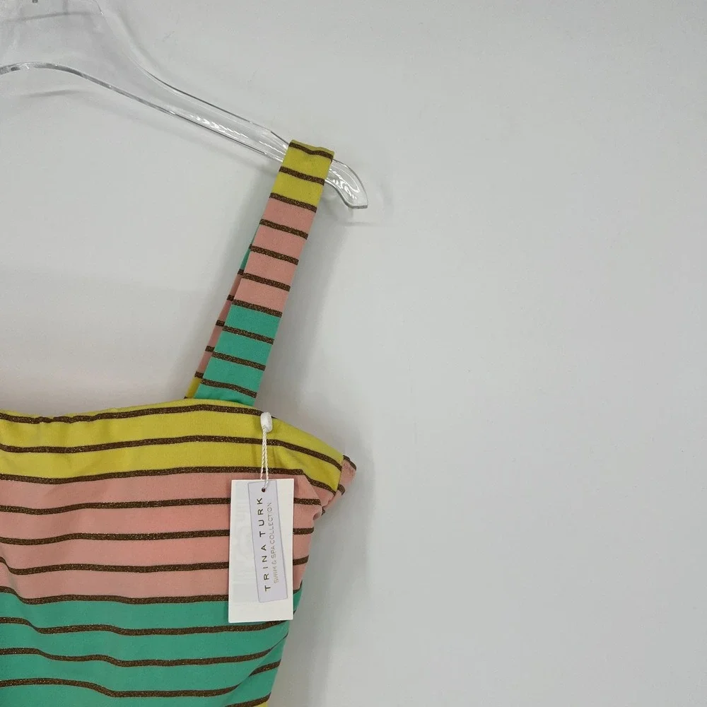 Trina Turk Swimsuit Womens 14 Striped‎ Bathing Suit One Piece Colorful Resort